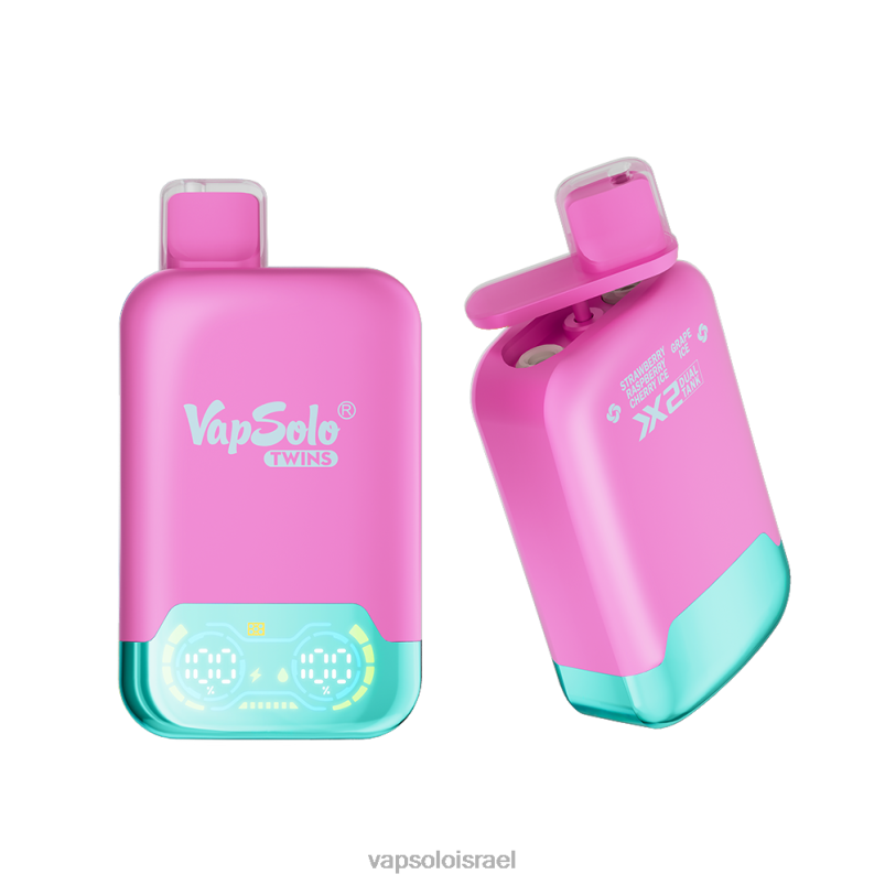 VapSolo TWINS ואפי חד פעמי קרח דובדבן פטל תות וקרח ענבים H24ZV33 - Vapsolo Flavours